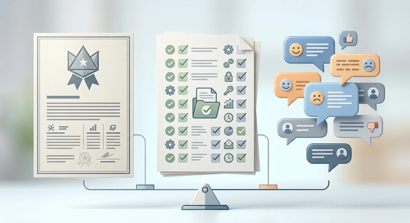 Illustration of regulator records, operator procedures and customer reviews relating to casino reputation